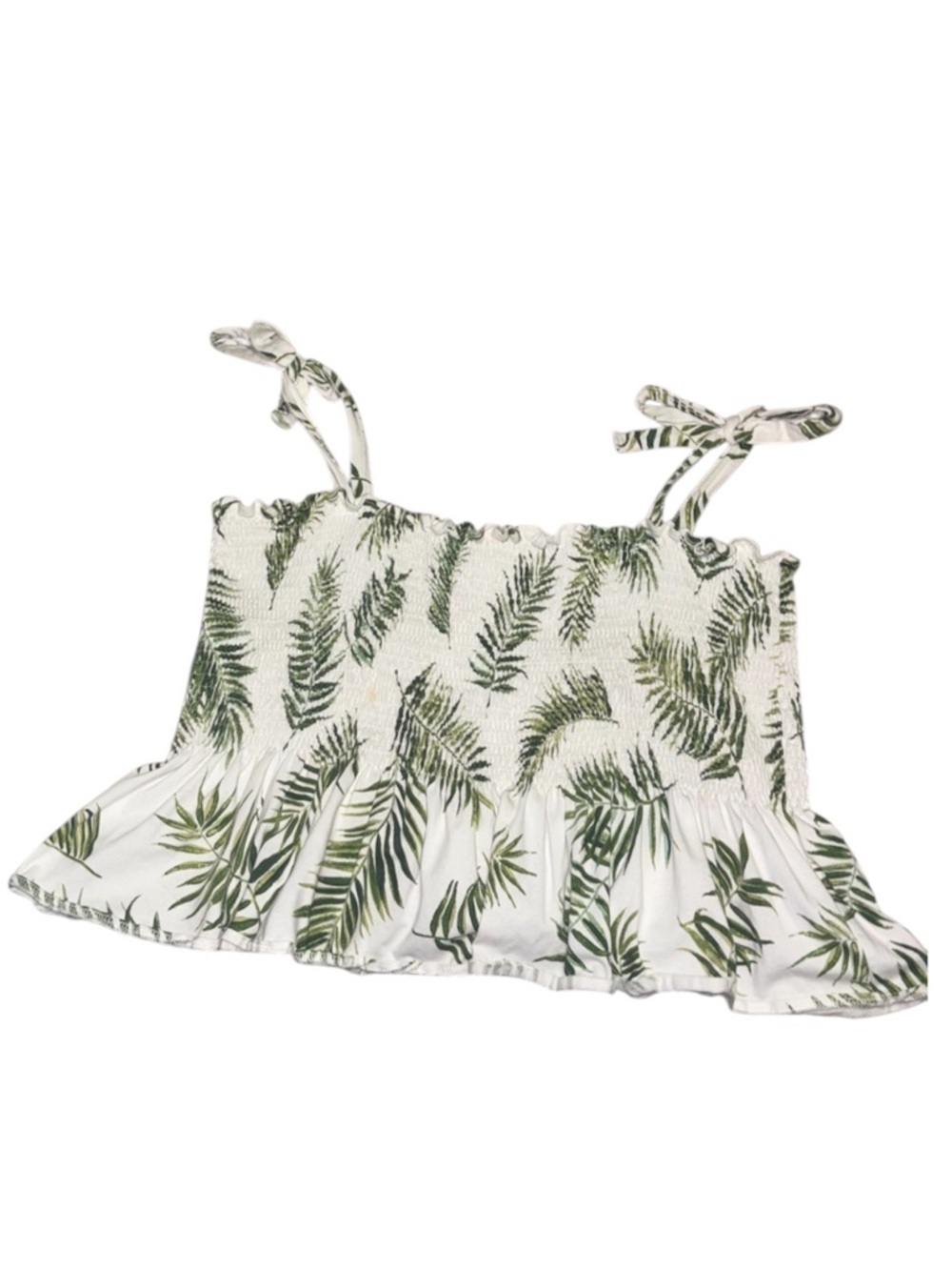 H&M Palm Tree Leaves Smocked Crop Top With Tie Straps (w/few stains, see pics)